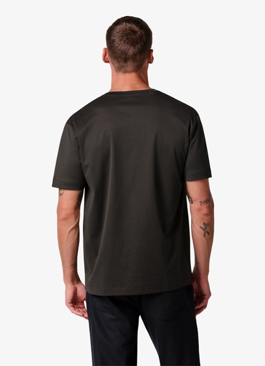 Profuomo Luxury T-shirt met stretch - achterkant 7 donkerbruin
