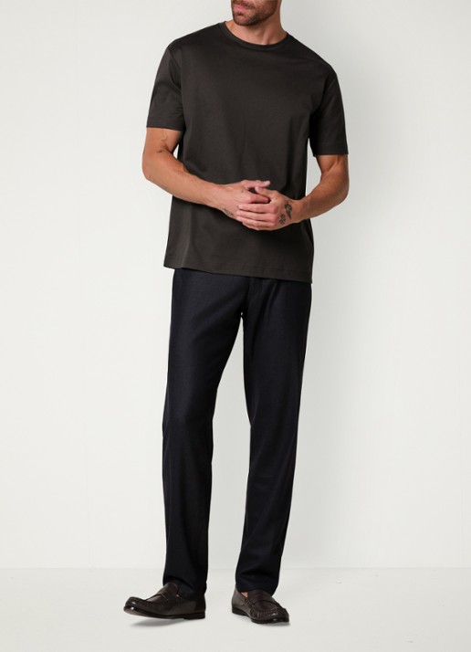 Profuomo Luxury T-shirt met stretch - voorkant 2 donkerbruin
