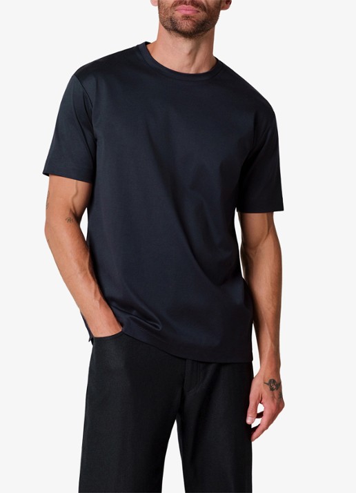 Profuomo Luxury T-shirt met stretch - detail donkerblauw