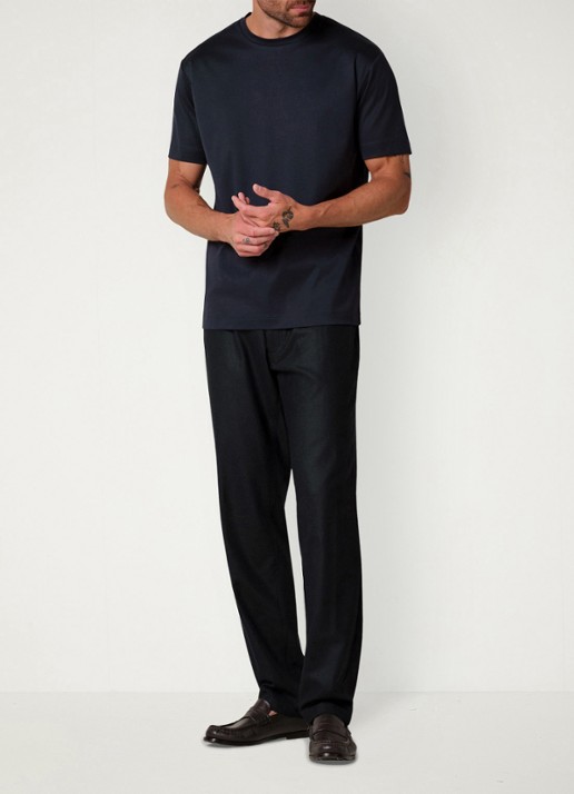Profuomo Luxury T-shirt met stretch - voorkant 7 donkerblauw