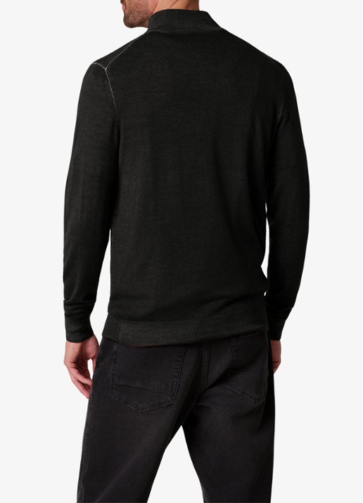 Profuomo Merino trui met halve rits - achterkant donkerbruin