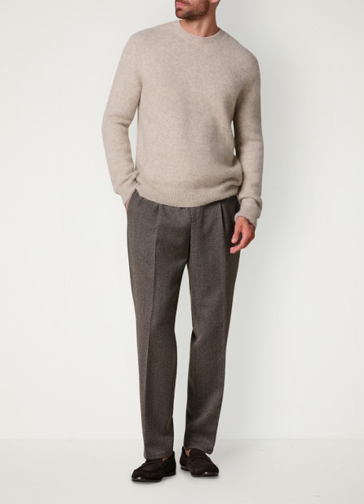 Profuomo Mouline slim fit chino in wolblend - voorkant 6 antraciet