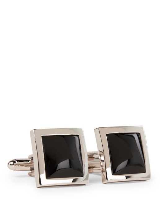 Profuomo Onyx steen manchetknopen  - voorkant zilver