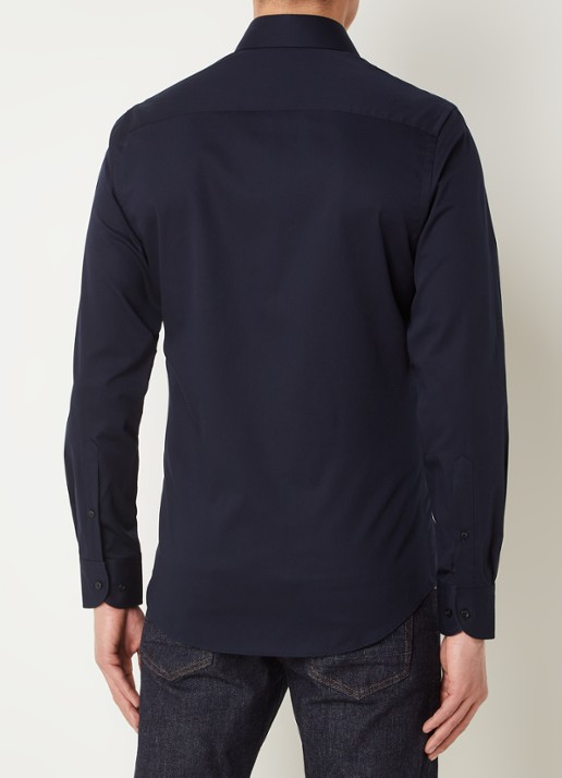 Profuomo Ori slim fit overhemd van katoen - achterkant donkerblauw