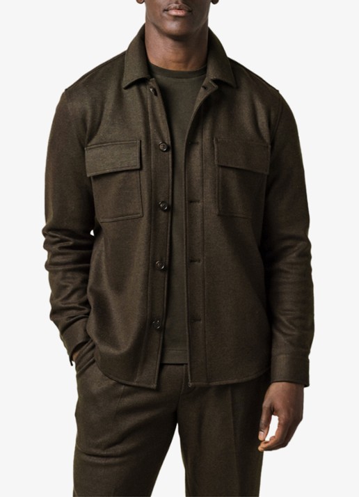 Profuomo Overshirt met borstzakken - detail groen