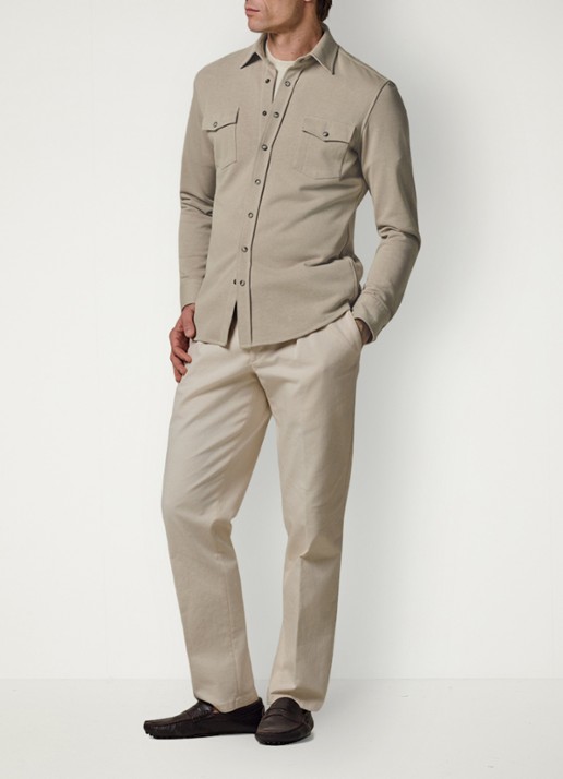 Profuomo Overshirt met borstzakken - voorkant 6 beige
