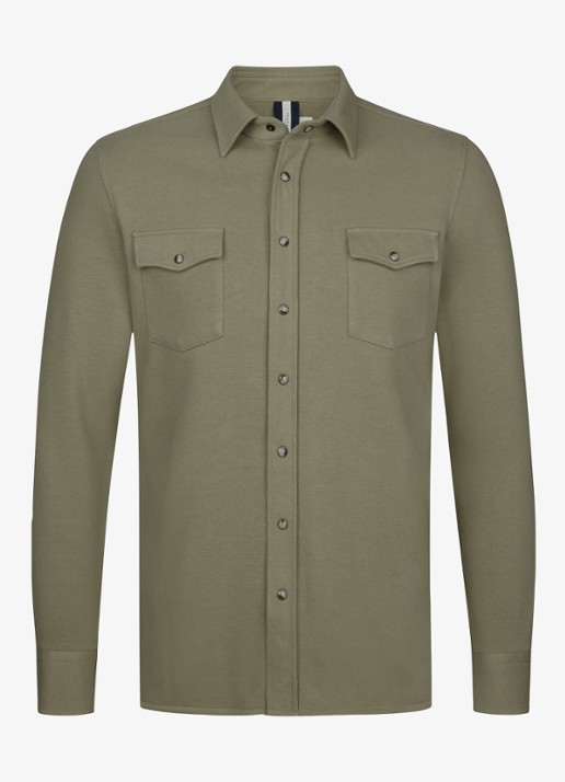 Profuomo Overshirt met borstzakken - voorkant 2 middengroen