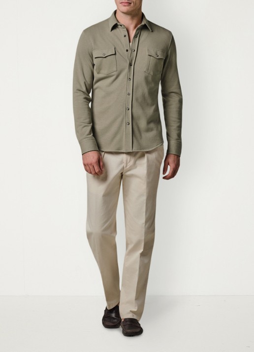 Profuomo Overshirt met borstzakken - voorkant 3 middengroen