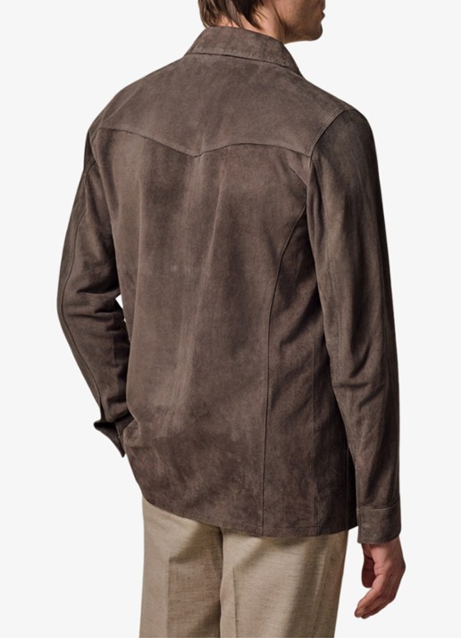 Profuomo Overshirt van suède - achterkant 3 taupe