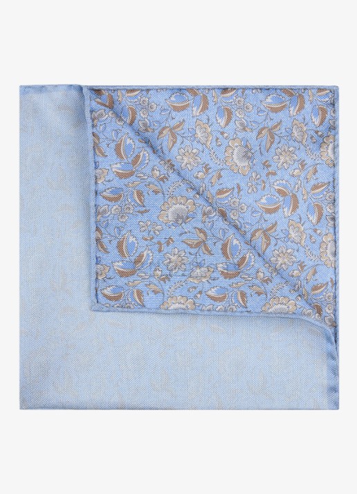 Profuomo Pochet van zijde met print - detail 2 blauw