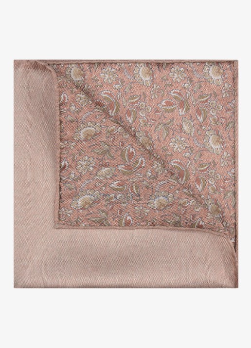 Profuomo Pochet van zijde met print - detail donkerroze