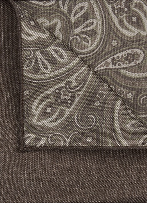 Profuomo Pochet van zijde - detail donkerbruin