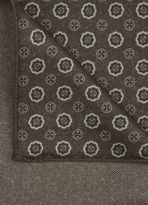 Profuomo Pochet van zijde - detail donkerbruin