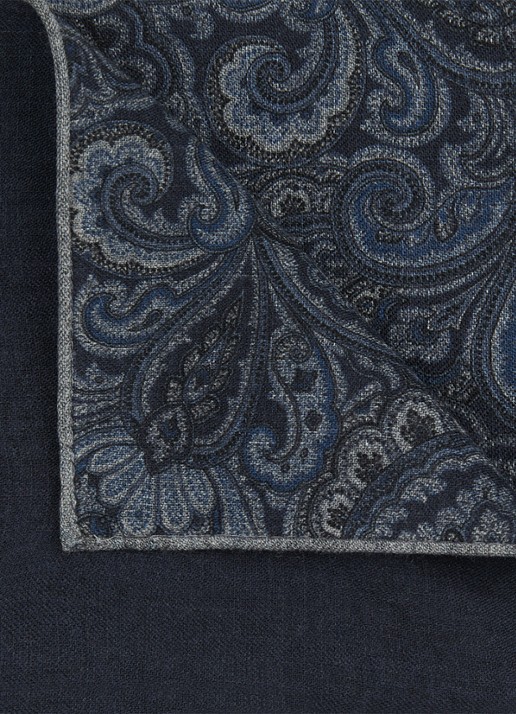 Profuomo Pochet van zijde - detail donkerblauw