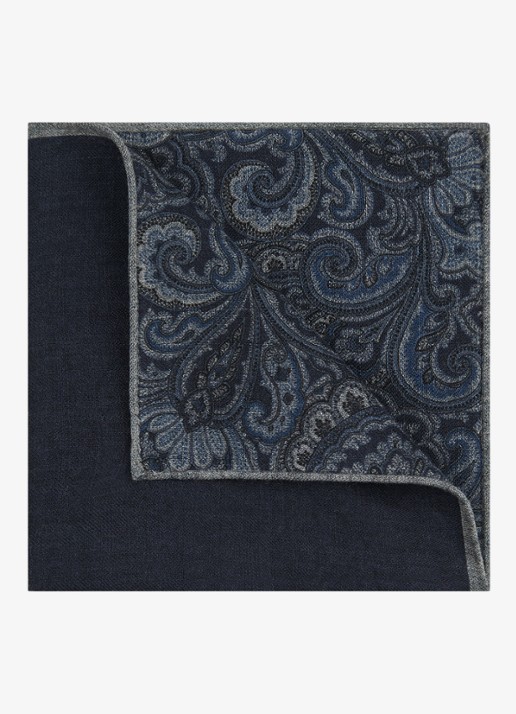 Profuomo Pochet van zijde - voorkant 2 donkerblauw