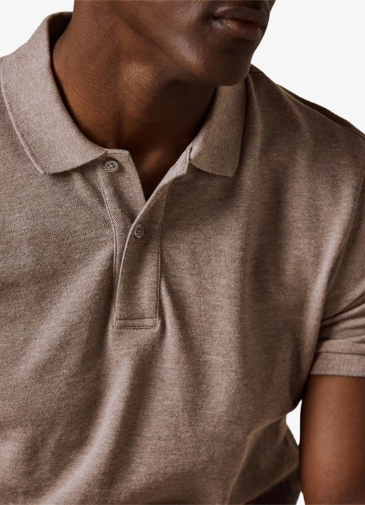 Profuomo Polo in pique - detail 4 bruin