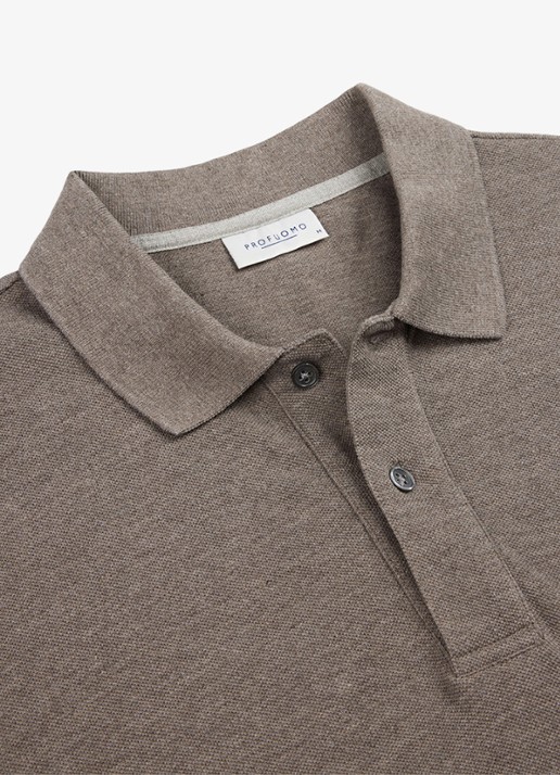 Profuomo Polo in pique - detail 5 bruin