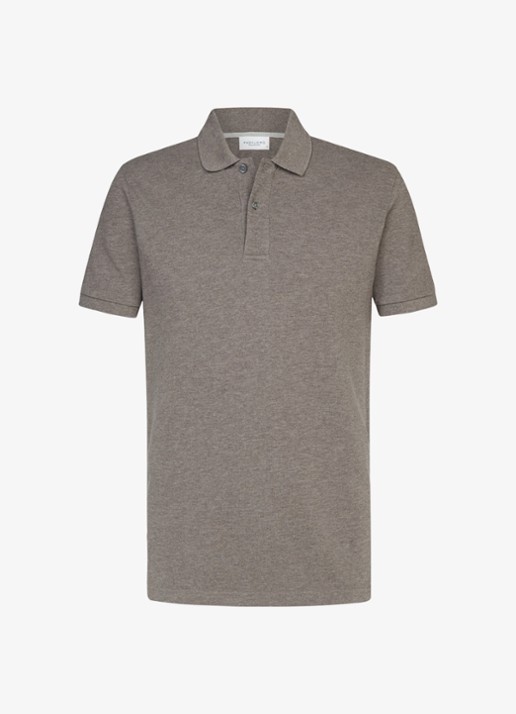 Profuomo Polo in pique - voorkant bruin