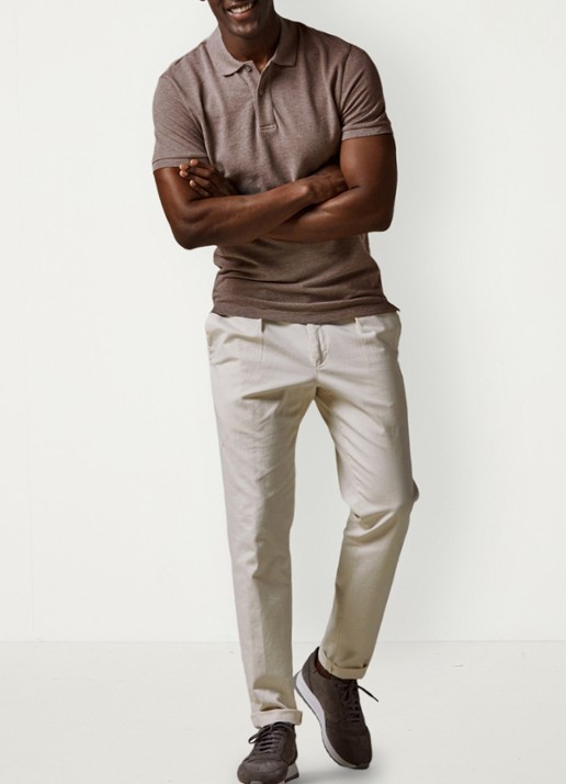 Profuomo Polo in pique - voorkant 2 bruin