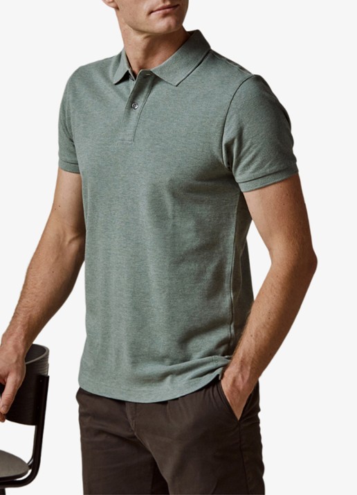Profuomo Polo in pique - detail 2 groen