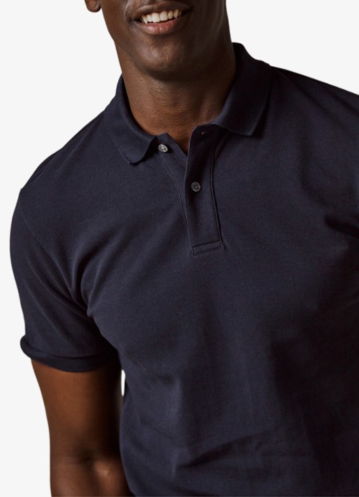 Profuomo Polo in pique - detail 3 donkerblauw
