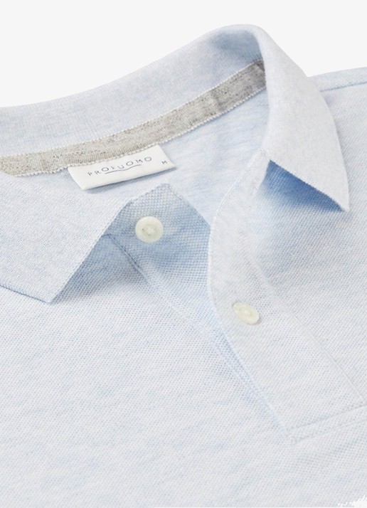Profuomo Polo in pique - detail 4 lichtblauw