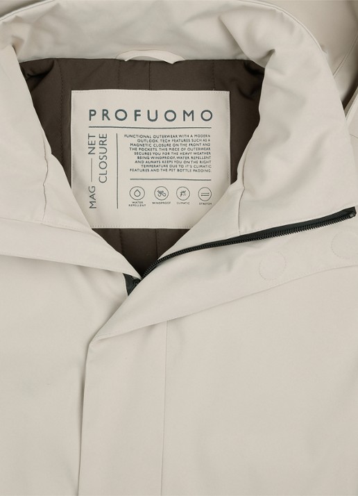 Profuomo Regenjas met capuchon - detail 6 creme