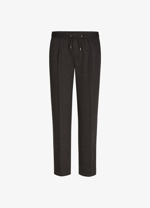Profuomo Regular fit broek in wolblend - voorkant donkerbruin