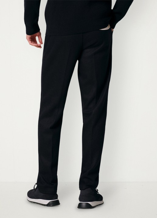 Profuomo Regular fit broek in wolblend - achterkant donkerblauw