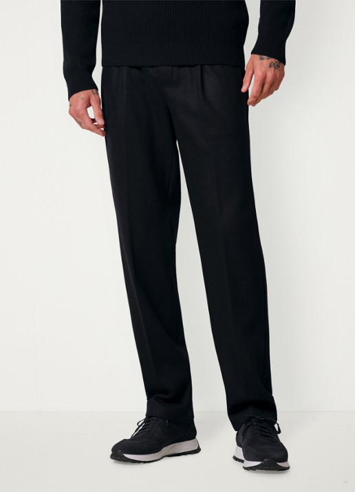 Profuomo Regular fit broek in wolblend - detail 4 donkerblauw