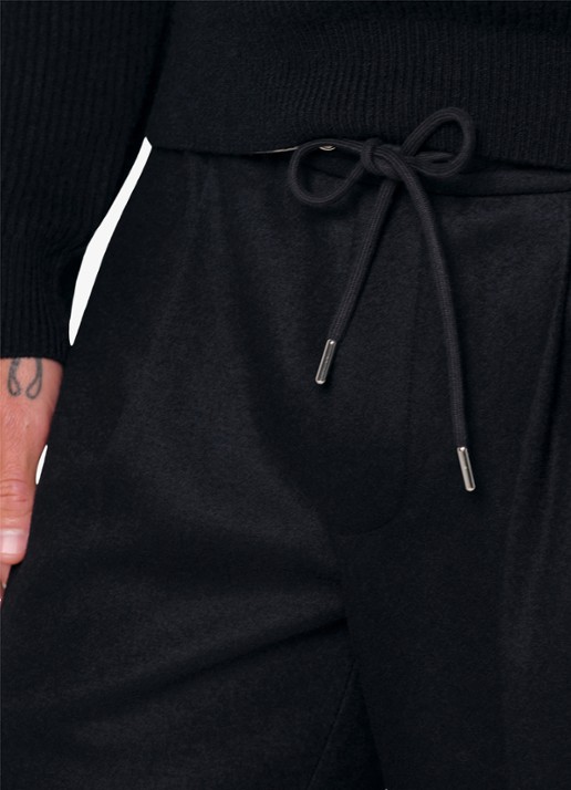 Profuomo Regular fit broek in wolblend - detail 6 donkerblauw