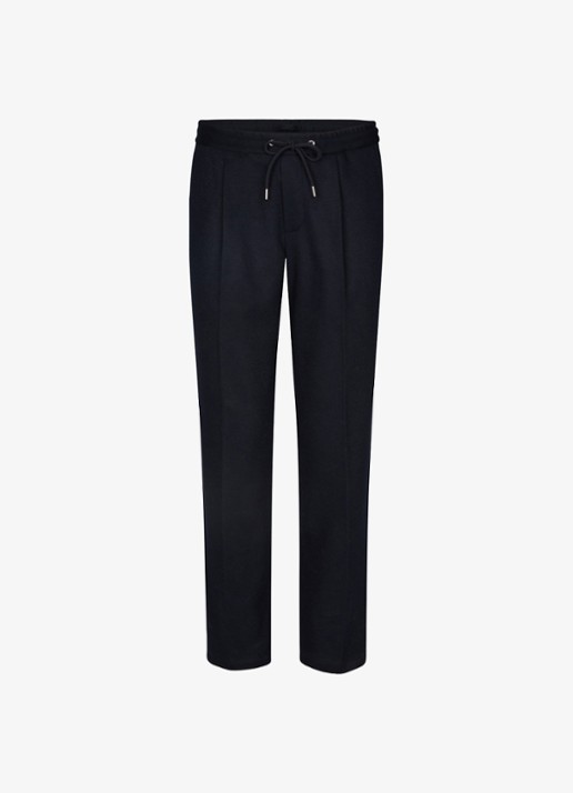Profuomo Regular fit broek in wolblend - voorkant 2 donkerblauw