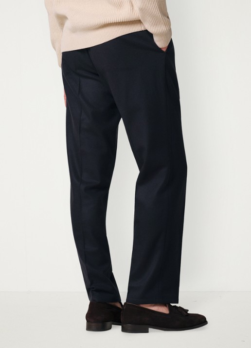 Profuomo Regular fit chino in kasjmierblend - achterkant 6 donkerblauw