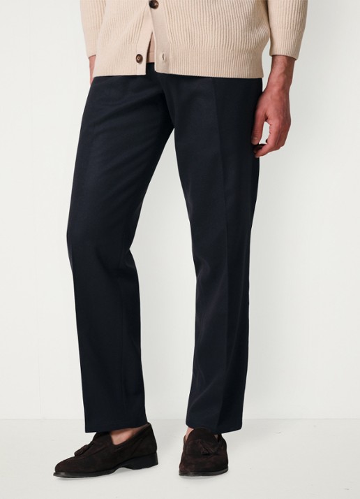 Profuomo Regular fit chino in kasjmierblend - detail 3 donkerblauw