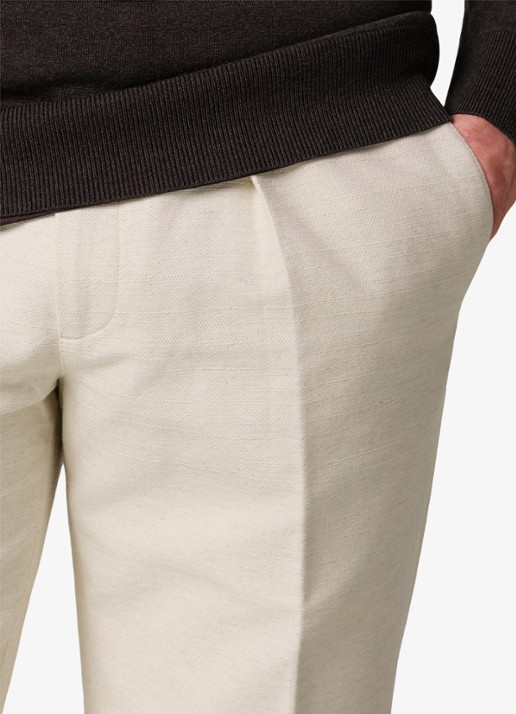 Profuomo Regular fit chino in linnenblend - detail 5 creme