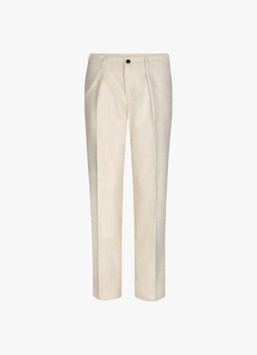 Profuomo Regular fit chino in linnenblend - voorkant creme