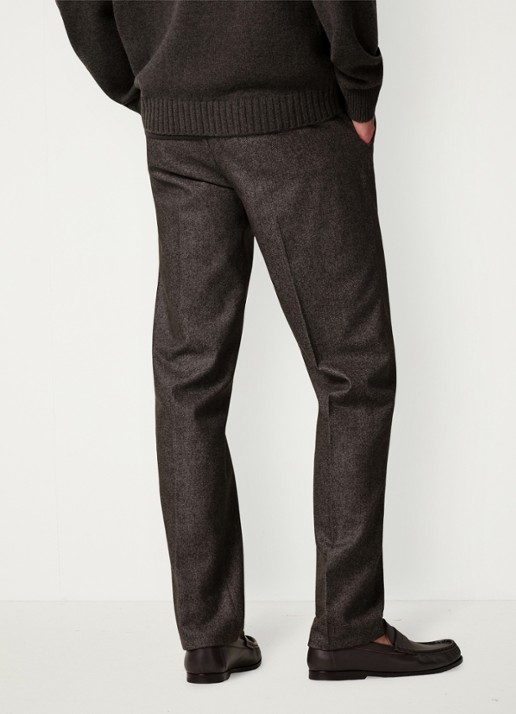 Profuomo Regular fit chino in wolblend - achterkant bruin