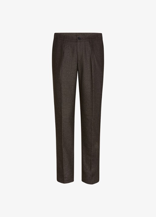 Profuomo Regular fit chino in wolblend - voorkant 5 bruin