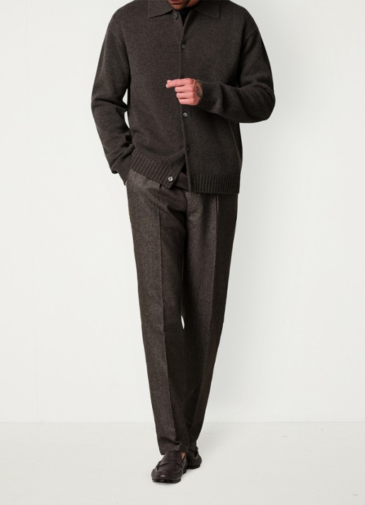 Profuomo Regular fit chino in wolblend - voorkant 6 bruin