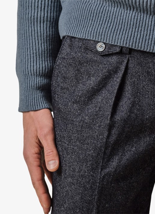 Profuomo Regular fit chino in wolblend - detail 6 donkerblauw