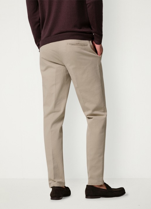 Profuomo Regular fit chino met steekzakken en stretch - achterkant 4 beige