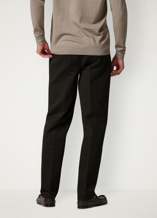 Profuomo Regular fit chino met steekzakken en stretch - achterkant 3 donkerbruin