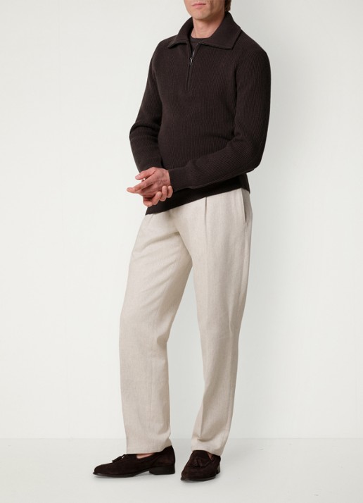 Profuomo Regular fit chino met steekzakken - voorkant 2 creme