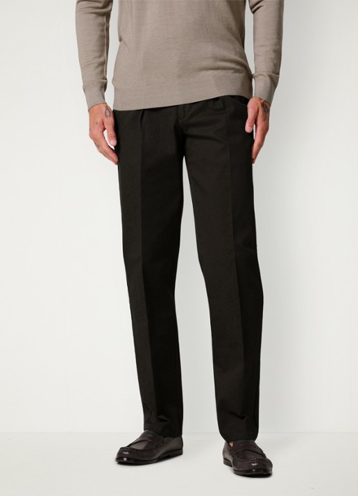 Profuomo Regular fit chino met steekzakken - detail 3 donkerbruin