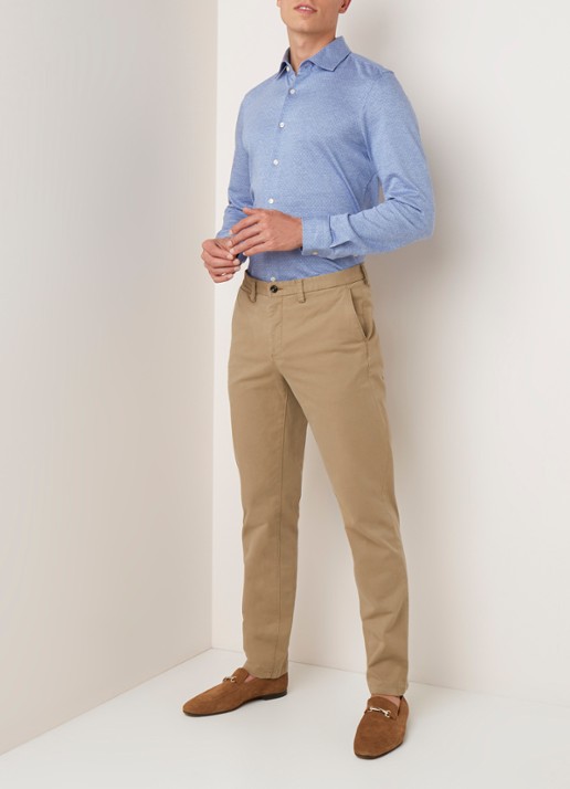 Profuomo Regular fit chino van katoen met stretch - voorkant 2 beige