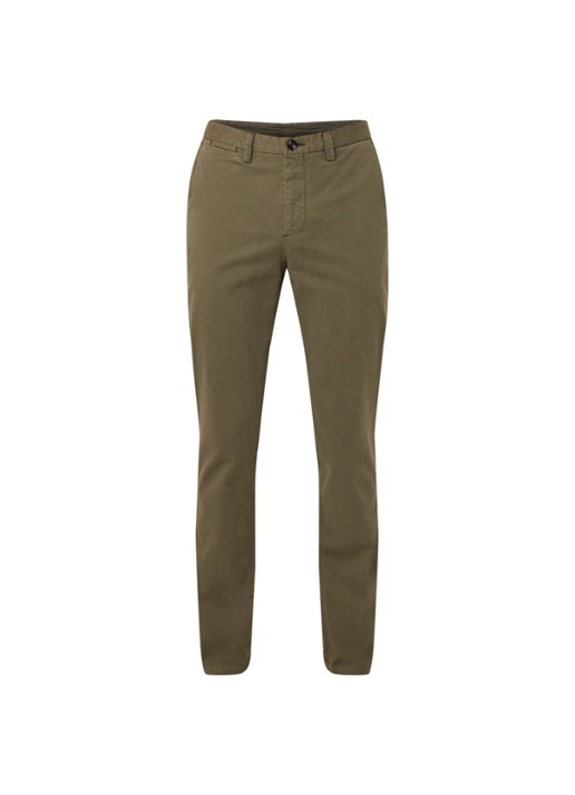 Profuomo Regular fit chino van katoen met stretch - voorkant 4 legergroen