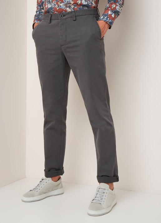 Profuomo Regular fit chino van katoen met stretch - detail 3 middengrijs