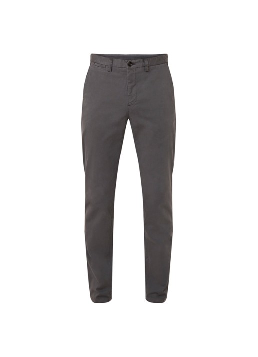 Profuomo Regular fit chino van katoen met stretch - voorkant 4 middengrijs