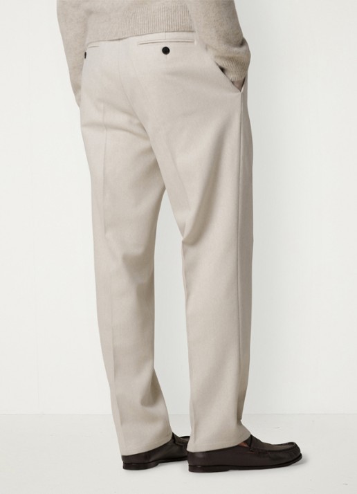 Profuomo Regular fit chino van wol - achterkant 4 beige