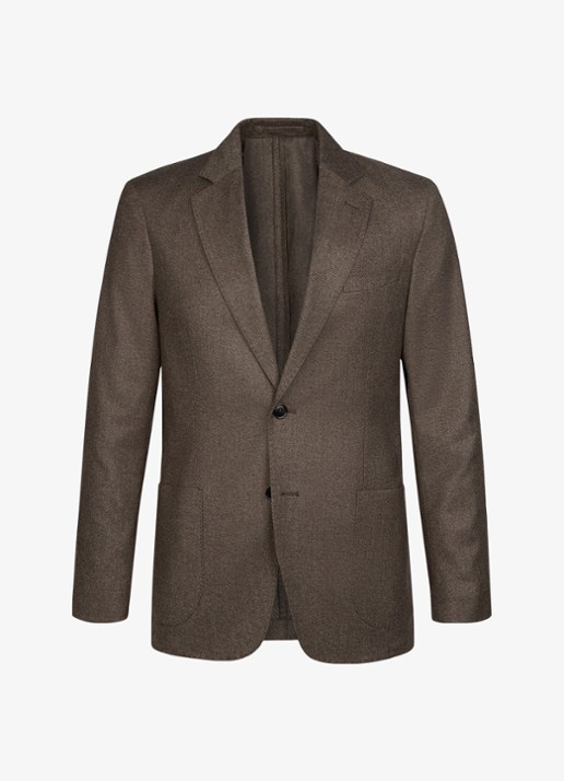 Profuomo Regular fit colbert van wol - voorkant bruin